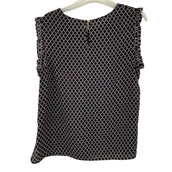 Liz Claiborne Black White Diamond Pattern w/ Bold Red Floral Print Womens Size L - Picture 2 of 9